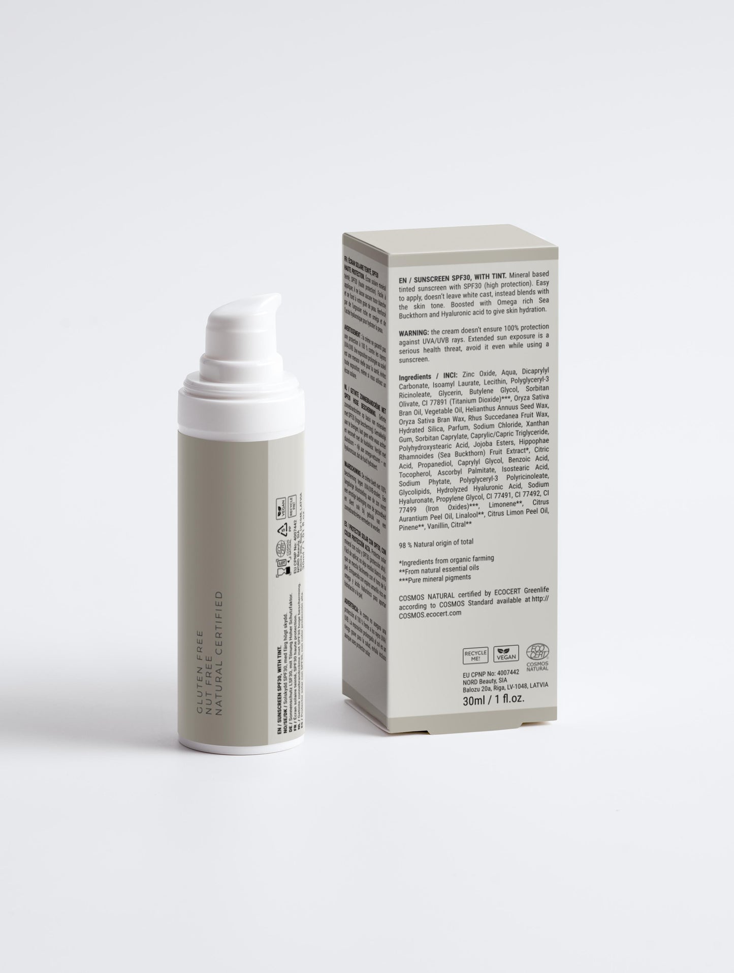 Facial Sunscreen SPF30, with tint (30ml)